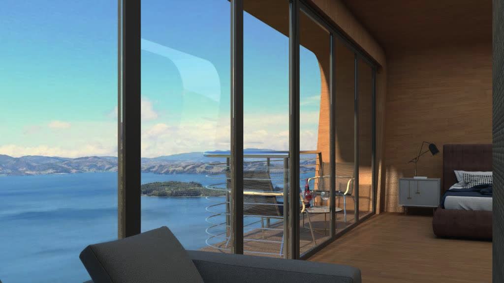 Interior con vista al agua