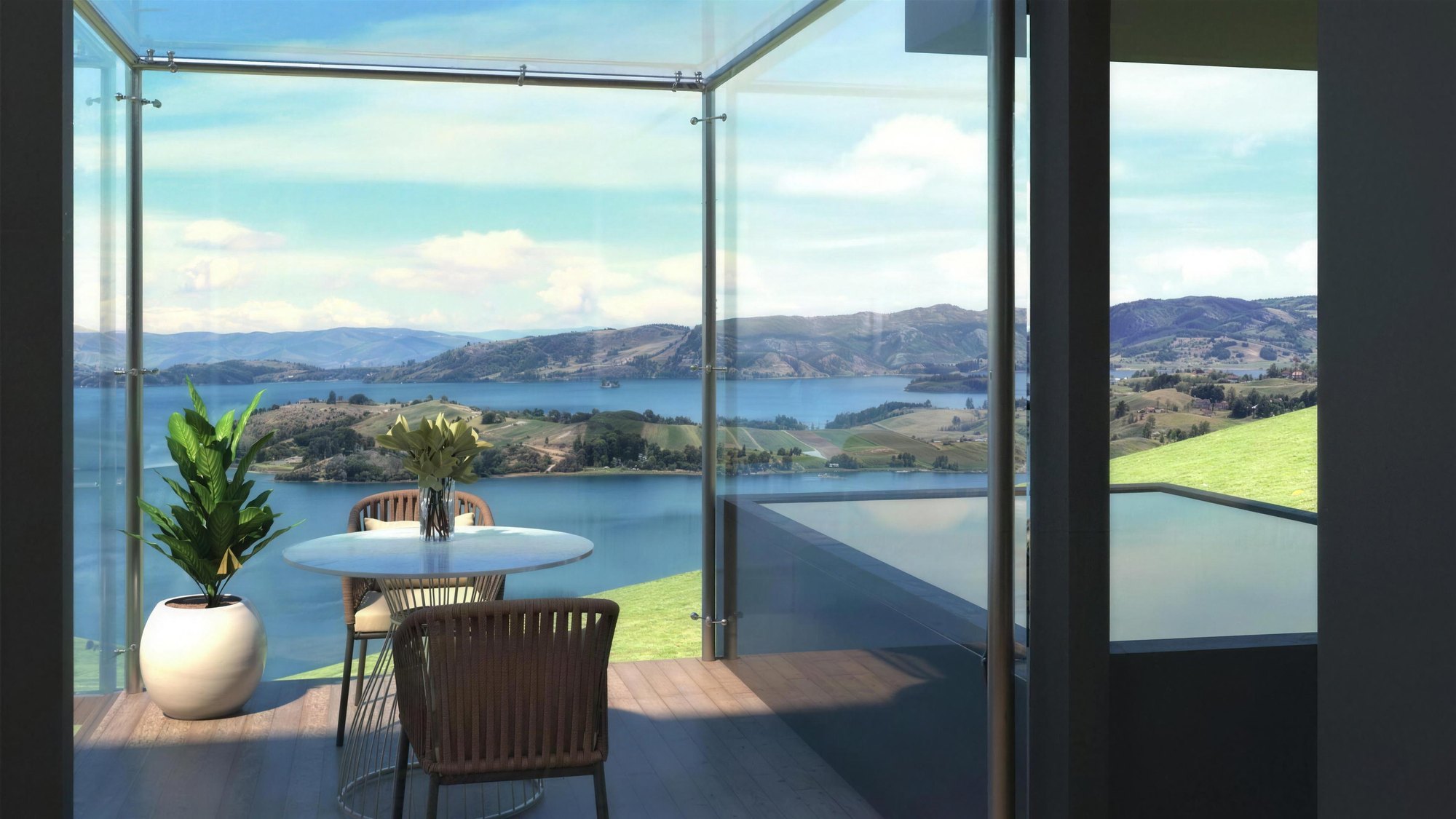 Terraza con vista a la laguna